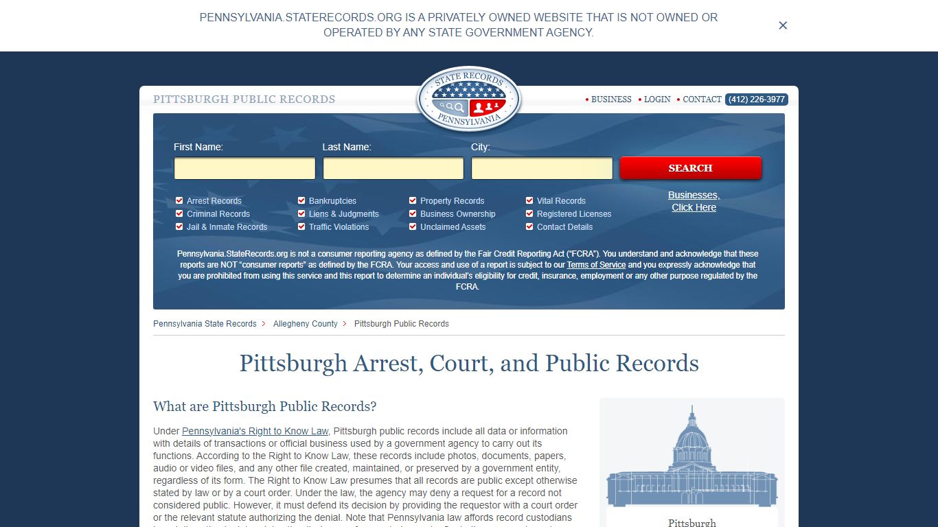 Pittsburgh Arrest and Public Records | Pennsylvania.StateRecords.org